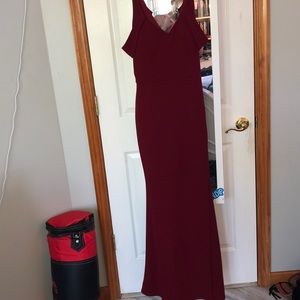 wine red formal dress with leg slit